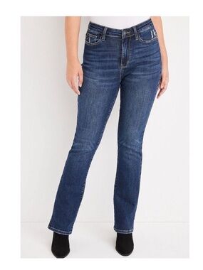 Judy Blue Slim Bootcut High Rise Dark Wash Stretch Distressed Jean Size 16W
